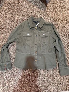 White House Black Market Olive Utility Jean Jacket